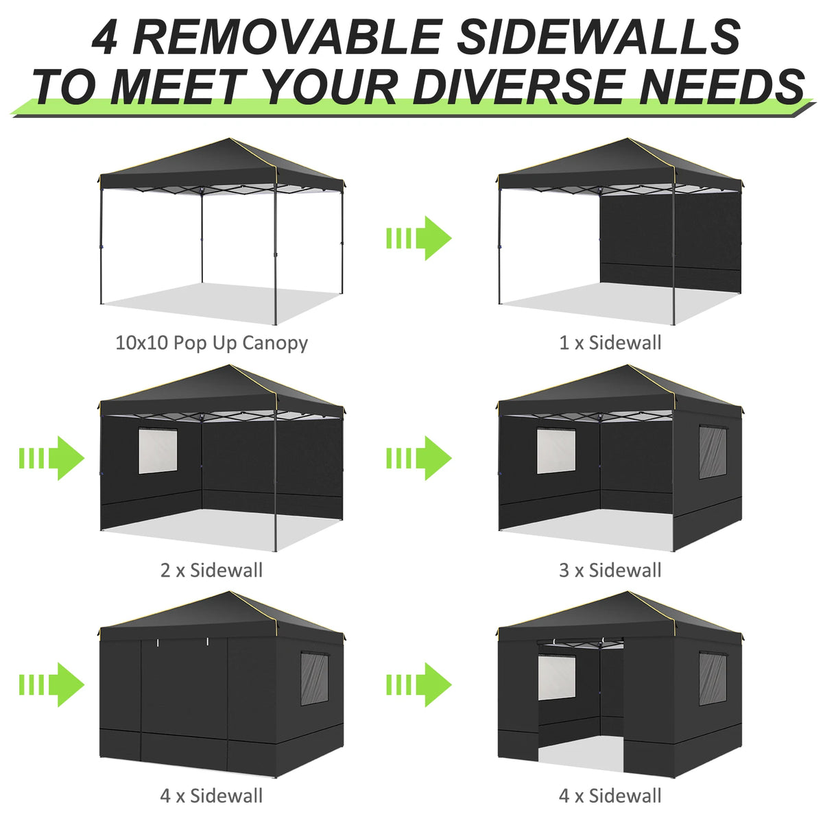 3x3m Folding Pop-Up Gazebo with 4 Sidewalls & UV50+ Protection