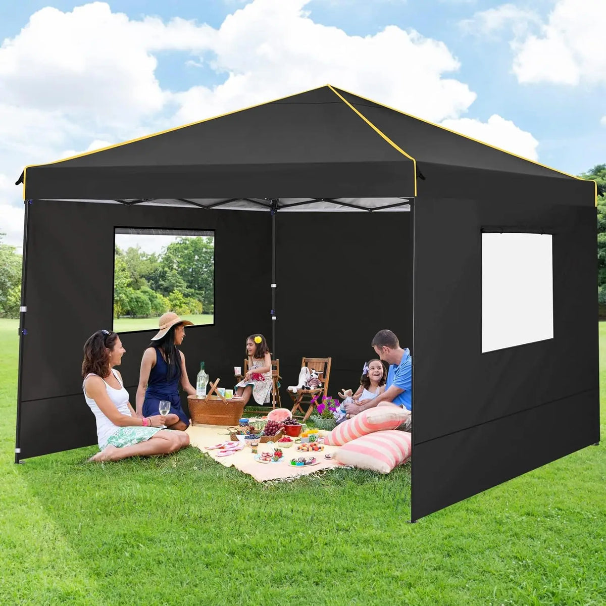 3x3m Folding Pop-Up Gazebo with 4 Sidewalls & UV50+ Protection