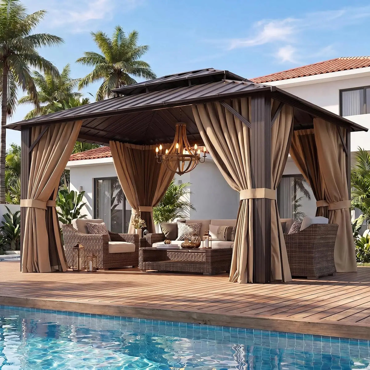 Gazebo 10x12 Hardtop Gazebo with Double Galvanized Steel Roof, Gray | Metal Frame Outdoor Pavilion with Breathable, Customized