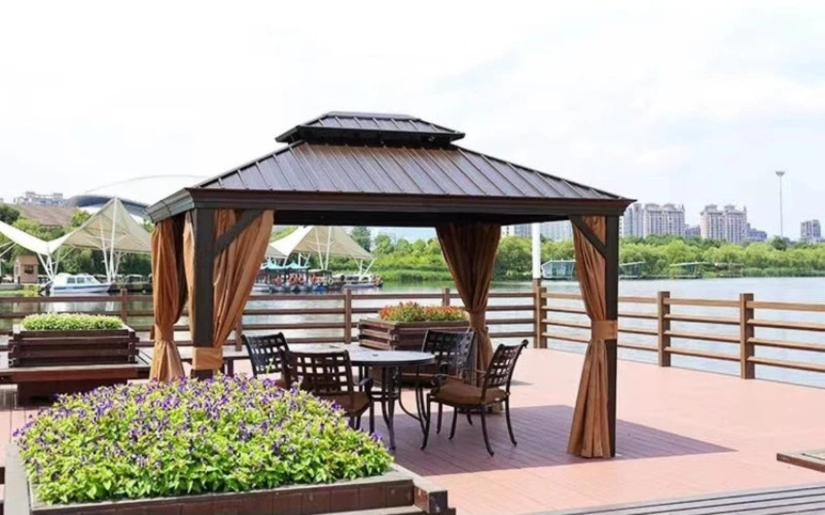 Aluminum Alloy Gazebo with Galvanized Iron Roof & Mosquito Curtains