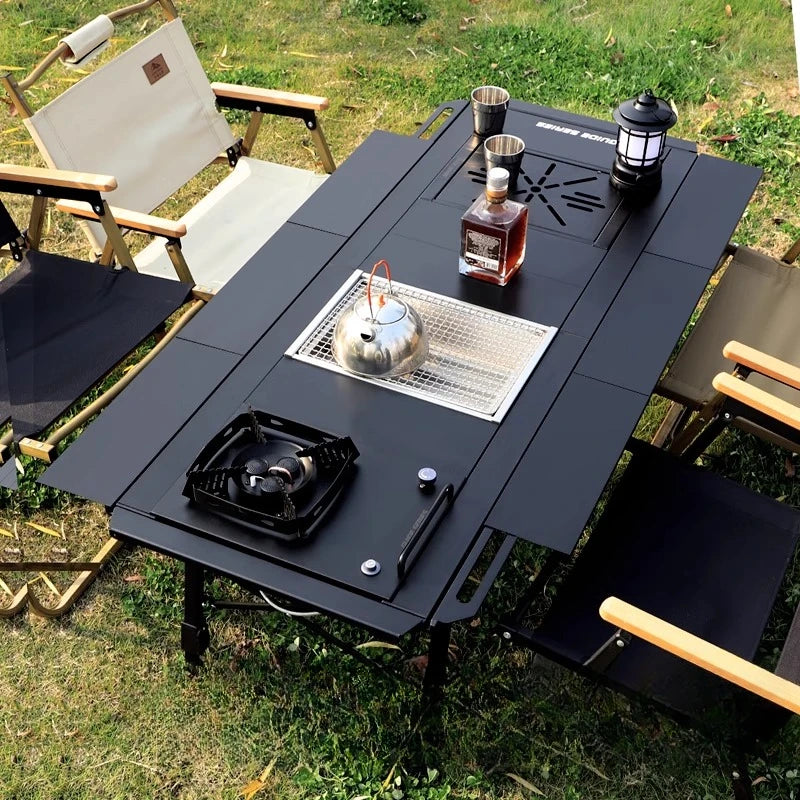 Patio Modern Outdoor Dining Firepit Table - Bistro Backyard Furniture