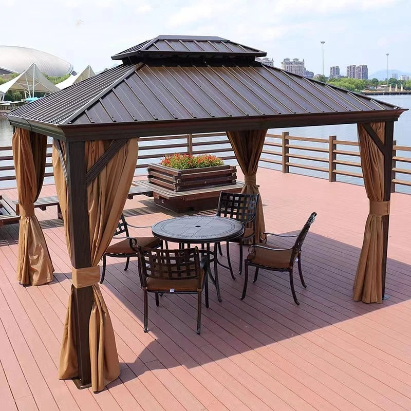 Aluminum Alloy Gazebo with Galvanized Iron Roof & Mosquito Curtains