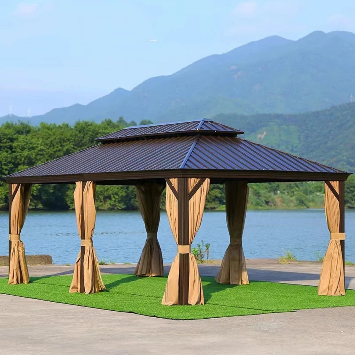 Aluminum Alloy Gazebo with Galvanized Iron Roof & Mosquito Curtains