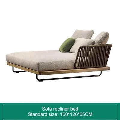 Nordic Outdoor Patio Furniture Set, 3-Piece Wicker Sofa with Solid Wood Frame, Waterproof Sunproof for Garden Balcony