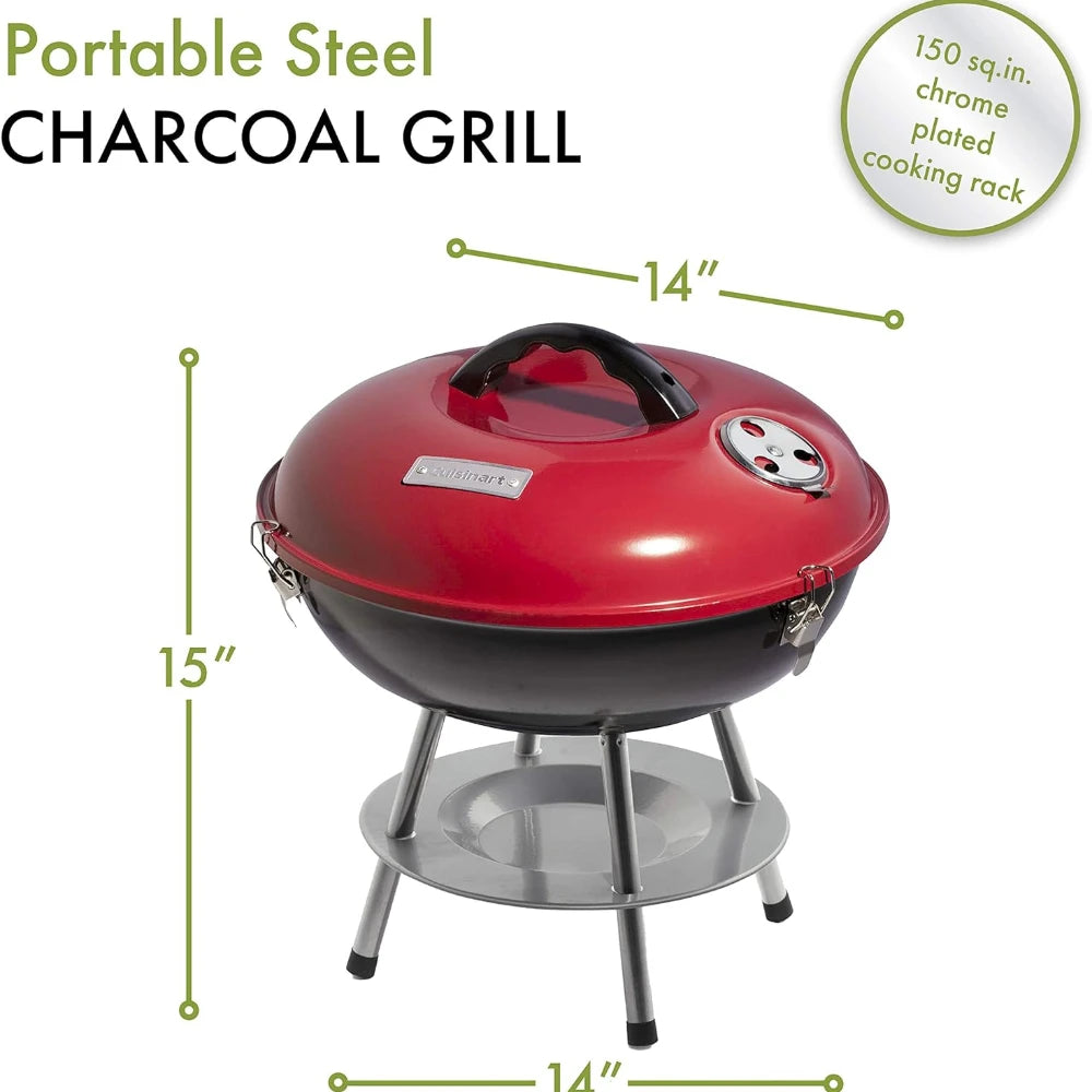 Portable Charcoal BBQ Grill Kettle - Outdoor Smoker for Patio, Backyard & Camping