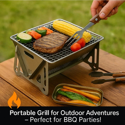 Title: Portable Charcoal BBQ Grill Foldable Compact Outdoor Cooking Grill for Camping, Picnics, Backyard - Small & Durable