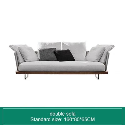Nordic Outdoor Patio Furniture Set, 3-Piece Wicker Sofa with Solid Wood Frame, Waterproof Sunproof for Garden Balcony