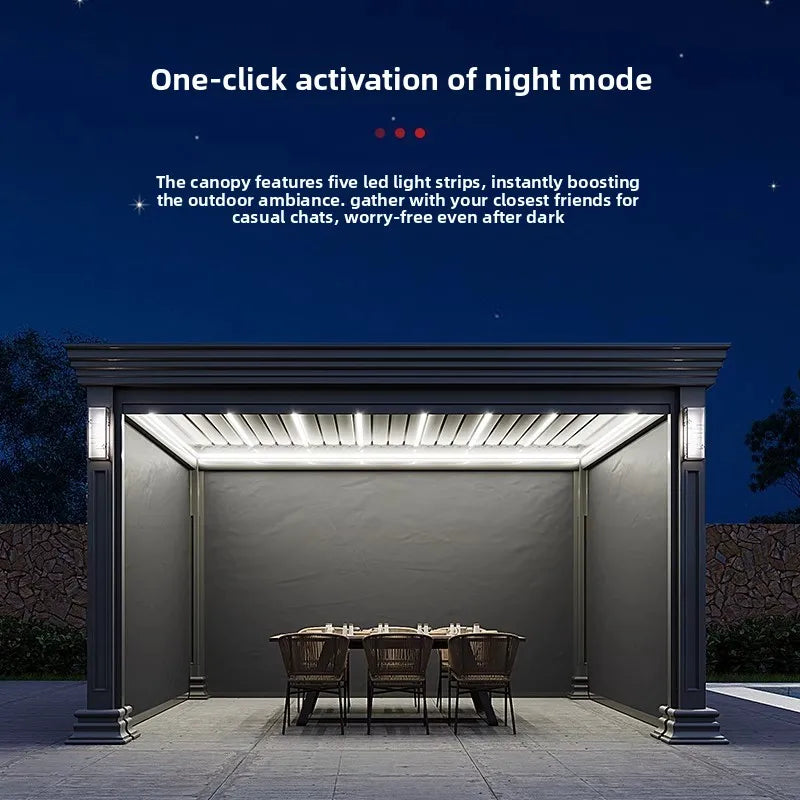 Electric Louvered Aluminum Pergola Pavilion – Motorized Sunshade