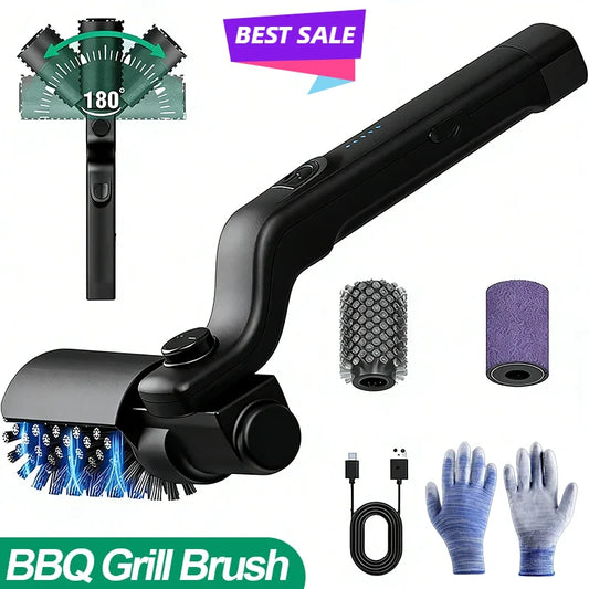 Title: New BBQ Grill Brush 3-Speed Settings Electric Grill Brush, 180 ° Adjustable Head, 90 Mins Grill Cleaner for Outdoor Griddles